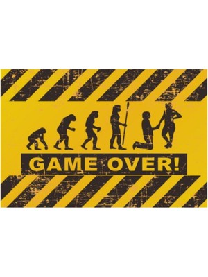Game Ower Retro Vintage Ahşap Poster