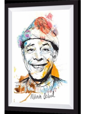 Münir Özkul -2 Yeşilçam Sanatsal Çerçeve Görünümlü Ahşap Tablo