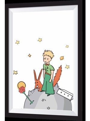 Küçük Prens Tilki ve Gül Sanatsal Çerçeve Görünümlü Ahşap Tablo