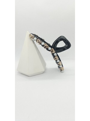 Inci ve Gold Detaylı Siyah Mandal Toka