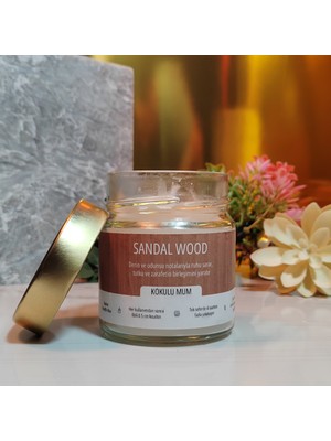 Sandal Ağacı Esanslı Doğal Soy Wax Kavanoz Mum | Premium Seri