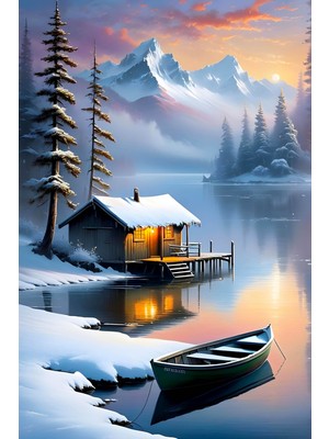 Aden Manzara Kar ve Tekne Dekoratif Kanvas Tablo