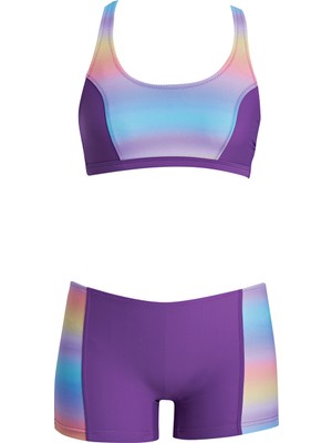 Rukomayo Çocuk Gökkuşağı Desenli Freeset Şortlu Bikini