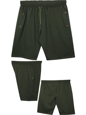 Büyük Beden 110 - 155 Kilo Arası Için Uygun Bedenli Cepleri Nakış Detaylı Likralı Penye Erkek Şortu