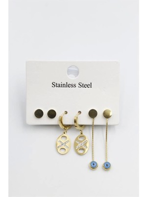 Çoklu Nazar Küpe - Altın