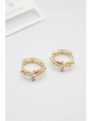 Taşlı Çivi Küpe - Altın