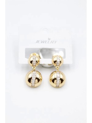 Baget Taşlı Küpe - Altın