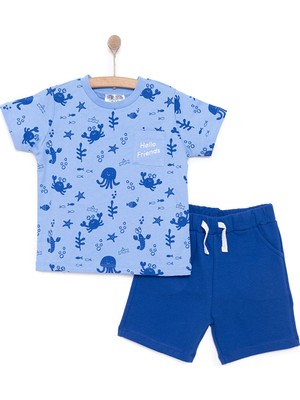 Hellobaby Under The Sea Deniz Kabuğu Baskılı Erkek Tshirt-Şort Erkek Bebek