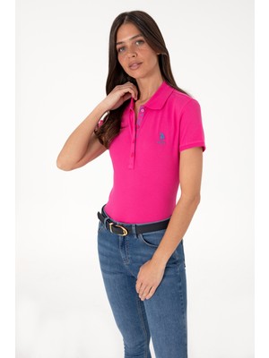 U.S. Polo Assn. Kadın Pembe Basic Polo Yaka Tişört 50300896-VR218