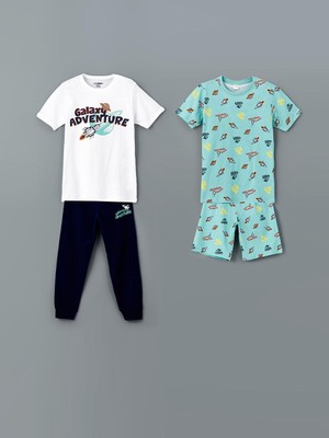 Bisiklet Yaka Erkek Çocuk Pijama Takımı 2'li  (S5)