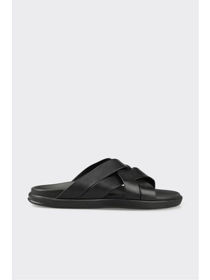 Siyah Deri Erkek Terlik