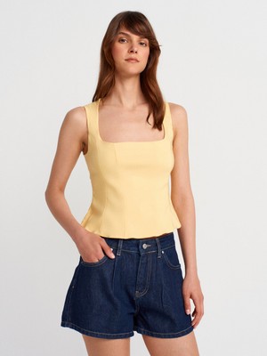 50860 Peplum Korse Top-Sarı