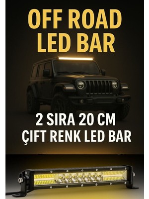 Off Road 2 Sıra Çift Renk Turuncu Beyaz 20 cm LED Bar