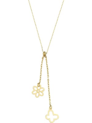 14 Ayar Kelebek Çiçek Figürlü Altın Kolye