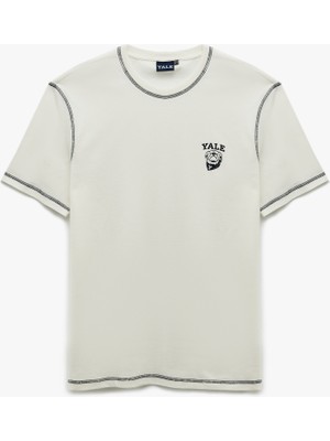 Koton Kısa Kollu Pamuklu Regular Fit  Dikiş Detaylı Bisiklet Yaka Baskılı Lisanslı Yale Tişört