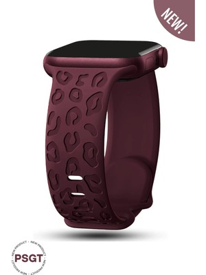 PSGT Apple Watch 10 46MM WATCH2/3/4/5/6/SE/7/8/9(42-44-45-49)MM   Kordon Leoline 42 Desen Hafif ve Dayanıklı Bordo Yumuşak Silikon Aksesuar