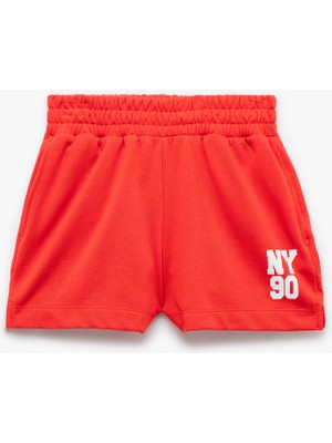 Koton Beli Lastikli Baskılı Cepli Rahat Kalıp Mini Spor Şort