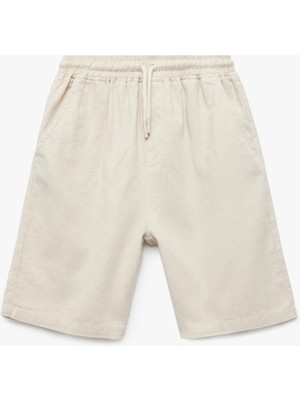 Koton Keten Karışımlı Cepli Beli Bağcıklı Bermuda Şort