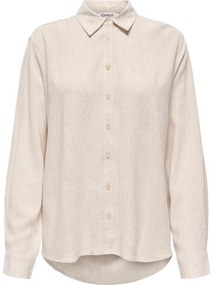 Only Onlsiesta Keten Karışımlı Oversize Fit Önü Kısa Arkası Uzun Gömlek Bayan Gömlek 15347208