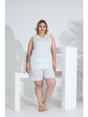 Angelique Bambu Kumaş Kolsuz V Yaka Kadın Şort Takım 22059