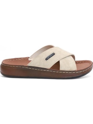 2162 Tam Anatomik Tabanlı Günlük,umre ve Hac Için Uyumlu Erkek Terlik  - NKT02162-BEJ-44