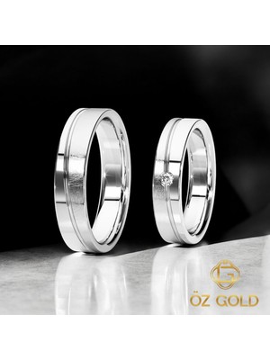 Erkek 925 Ayar 5mm Rodyum Kaplamalı Gümüş Alyans