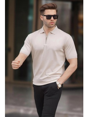 Erkek Polo Yaka Fermuarlı Triko T-Shirt