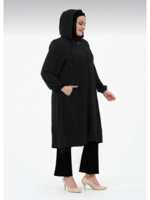 Güleda Kadın Büyük Beden Ayrobin Kumaş Kapüşonlu Hac Umrelik Spor Kap