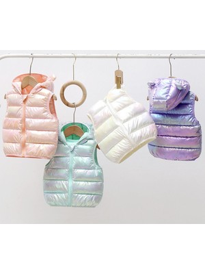 Parlak Puffy Teddy Kulaklı Pufudik Şişme Yelek Pufudik Mint Kız Çocuk Yelek