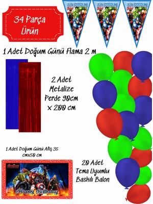snowparty Avengers Yenilmezler Doğum Günü Süsleri Parti Seti