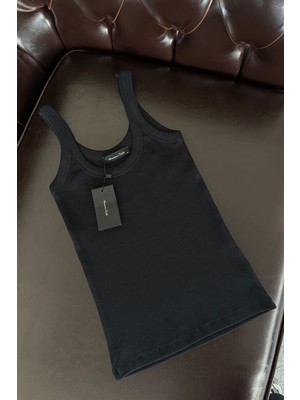 Magarde Marka Askılı Kaşkorse Atlet- Siyah