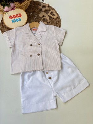 Mavi-Çizgili-Gömlek-Beyaz-Şort-Takım