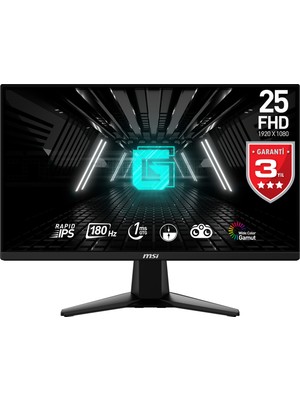 MSI 24.5'' G255F 1920x1080 (FHD) 16:9 FLAT RAPID IPS 180HZ 1MS FreeSync Gaming (Oyuncu) Monitör