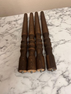 Koyu Meşe 41 cm Ahşap Sehpa Torna  Mobilya Ayağı – 4 Adet (Bağlantı Aparatları ve Vidalar Dahil – Sehpa, Tv Ünitesi, Konsol Için)