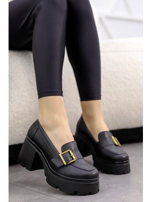 Msn 902 Yüksek Topuklu Kemer Detaylı Loafer