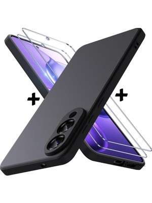 M.TK Moveteck Galaxy S25 Edge Kılıf Kamera Korumalı Renkli Yumuşak Mat Silikon + 9h Ekran Koruyucu Cam Set 2in1