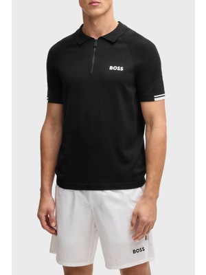 Boss Pamuklu Slim Fit Yarım Fermuarlı Polo Yaka T Shirt Erkek Polo Yaka T Shirt 50537146 002