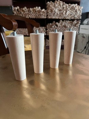 Ham 12 cm Ahşap Mobilya Ayağı – 4 Adet (Berjer, Puf, Tv Ünitesi, Sehpa Için – Bağlantı Aparatları ve Vidalar Dahil)