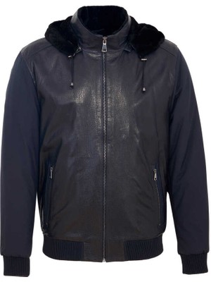 Tergan Lacivert Hakiki Deri Erkek Hakiki Deri Mont - E23KKM310459-Q4P