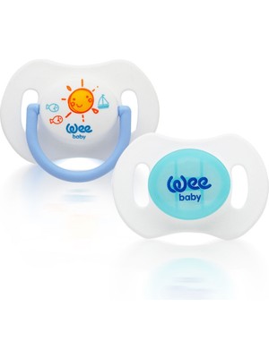 Wee Baby Gece Gündüz Karanlıkta Parlayan Emzik 2'Li Set Saklama Kutulu 6-18 Ay Mavi