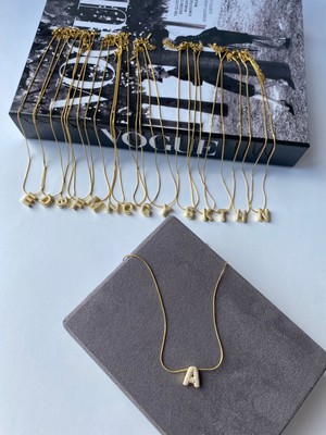 Çelik Zirkon Taşlı Harf Kolye