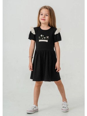 Çiçek Nakışlı Brode Detaylı Kız Çocuk  Elbise 50974