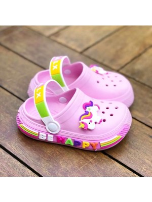 Kız Çocuk  Unicorn Figürlü Kaydırmaz Taban Terlik Sandalet