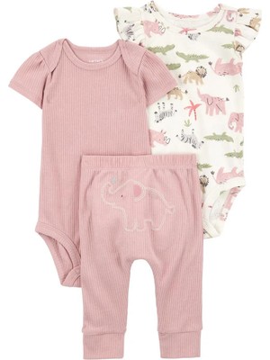 Carters Layette Kız Bebek Alt Üst Set 3lü Set