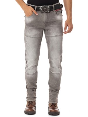 CD699 Gizli Cepli Parçalı Biker Tarz Erkek Jean Pantolon