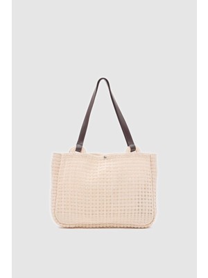 Fabri Big Size Makrome Omuz Çantası Krem