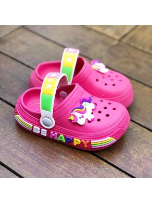 Kız Çocuk  Unicorn Figürlü Kaydırmaz Taban Terlik Sandalet