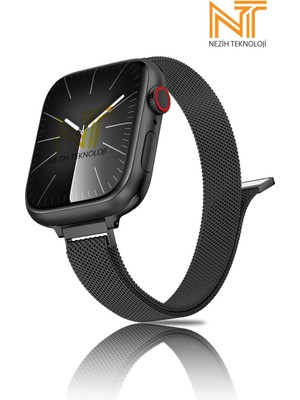 Nezih Case Watch Seri 5/6/7/8/9/se 38/40/41mm Seri 10 42 / Seri 11 42mm Uyumlu Hasır Metal Kordon