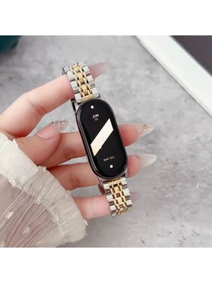 Nezih Case Xiaomi Mi Band 8/ Mi Band 9 / Mi Band 10 Uyumlu Metal Baklalı Ayarlanabilir Klipsli Çelik Kordon