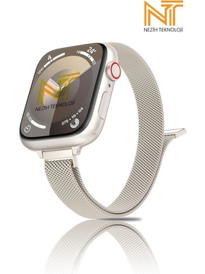 Nezih Case Watch Seri 5/6/7/8/9/se 38/40/41mm Seri 10 42 / Seri 11 42mm Uyumlu Hasır Metal Kordon